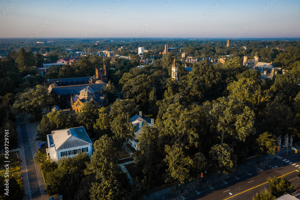 Aerial of Sunrise over Kingston Princeton New Jersey