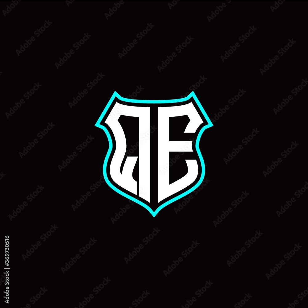 Q E initials monogram logo shield designs modern