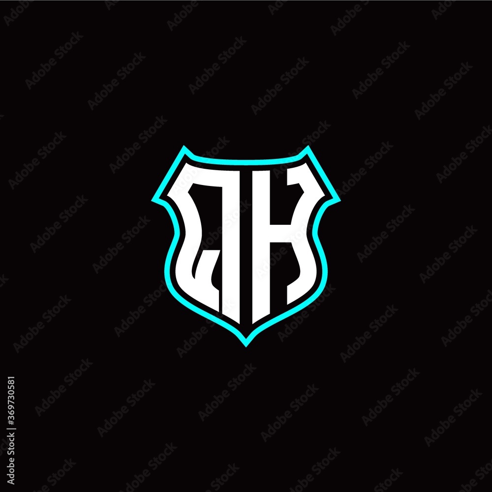 Q H initials monogram logo shield designs modern