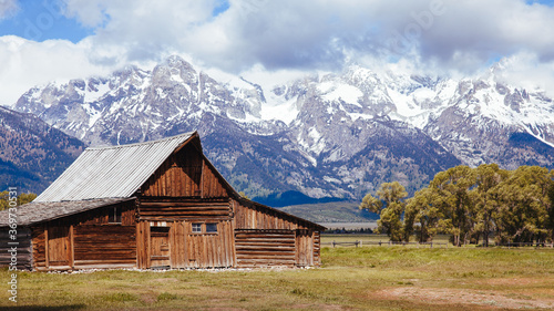 The Moulton Barn and Tetons in the Background 