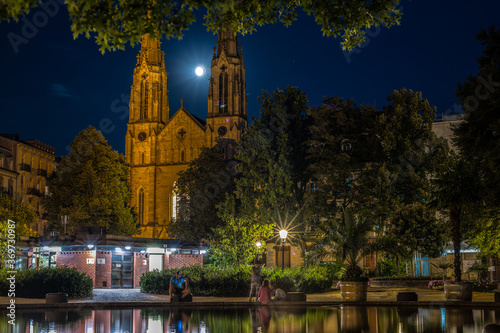 Protestant Town Church in Baden-Baden, Germany, at Night photo
