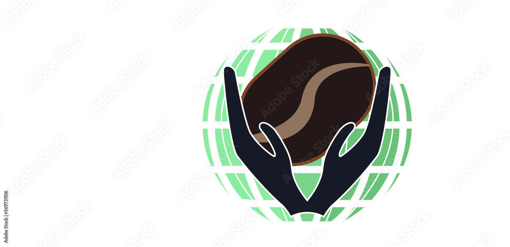 The shape of a hand carrying coffee beans in front of the globe depicts World Coffee Day which is celebrated in several countries such as Japan, Philippines, Costa Rica, Taiwan, Germany and Sri Lanka The shape of a hand carrying coffee beans in front of the globe depicts World Coffee Day which is celebrated in several countries such as Japan, Philippines, Costa Rica, Taiwan, Germany and Sri Lanka