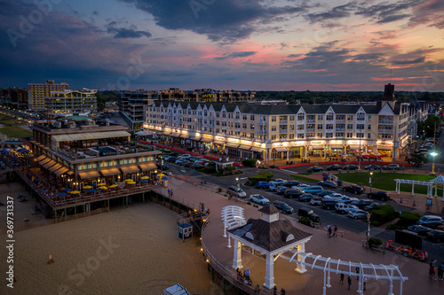 Drone Aerial of Pier Village Long Branch Sunset 