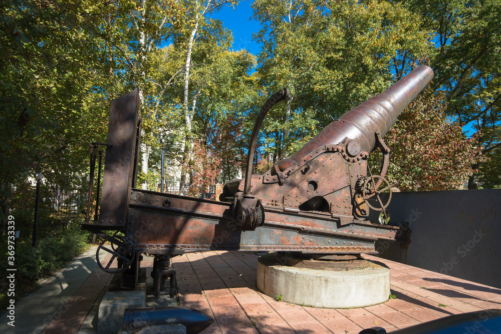 11-inch gun (1867) in the grounds of Sakhalin regional museum, Yuzhno-Sakhalinsk, Russia