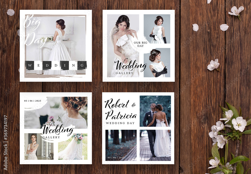 Wedding Photography Social Media Post Layouts Stock Template | Adobe Stock