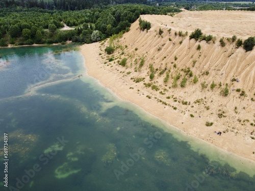 Old flooded sand pit aerial photo photo