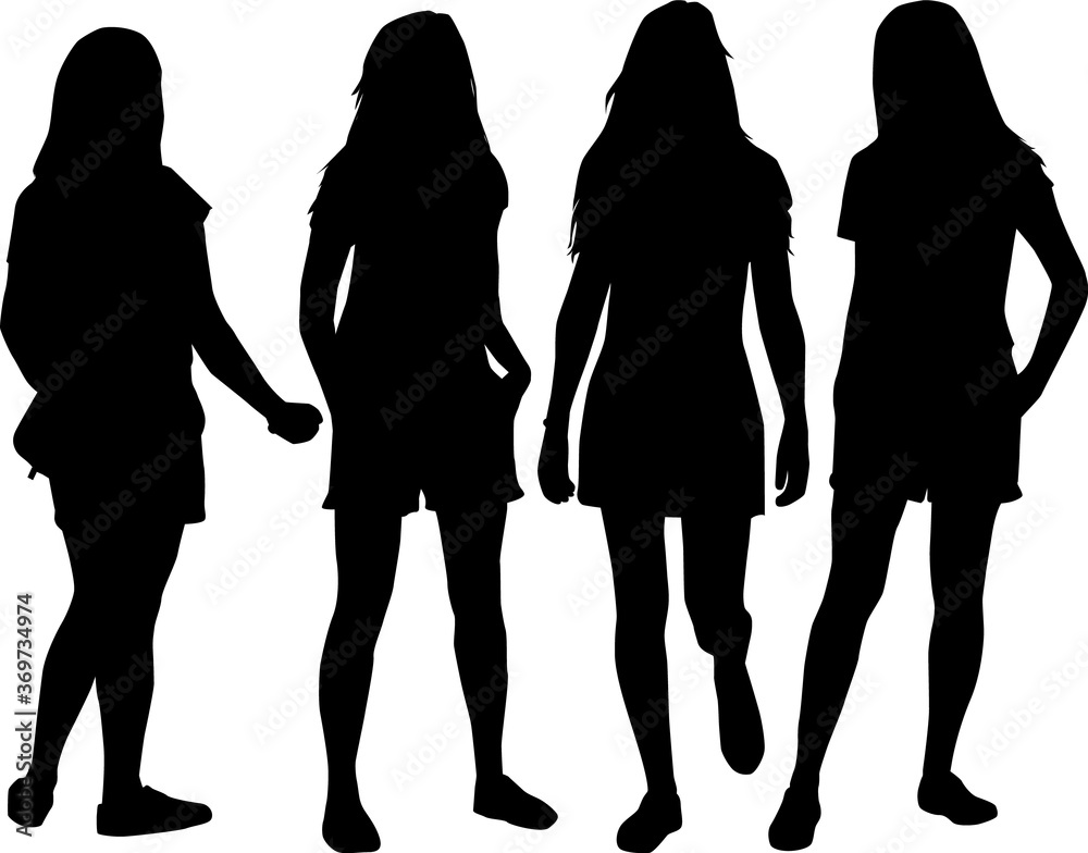 Women silhouettes on a white background.