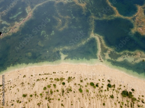 Old flooded sand pit aerial photo photo