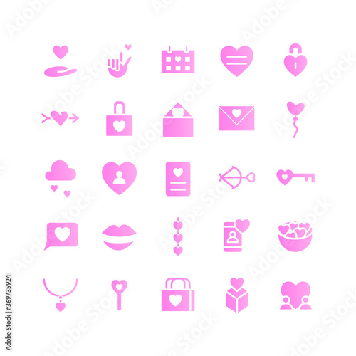 Love icon set vector gradient for website, mobile app, presentation, social media. Suitable for user interface and user experience.