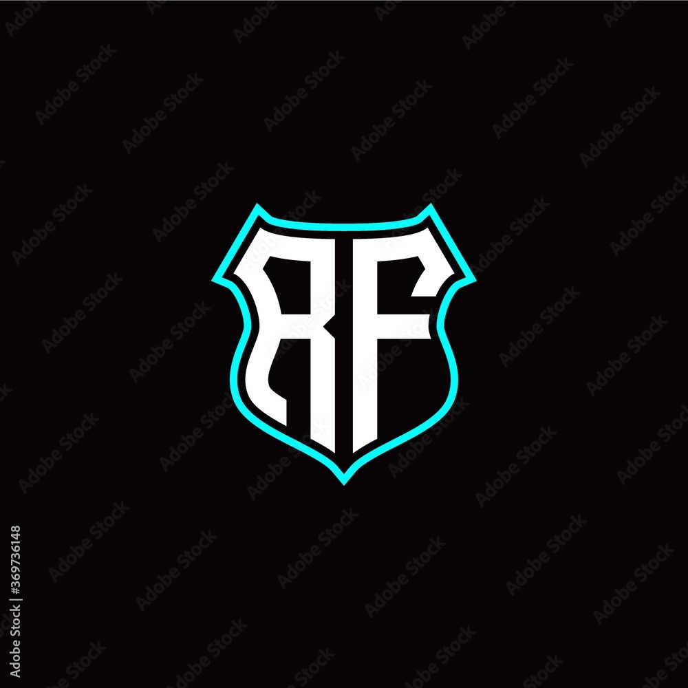 R F initials monogram logo shield designs modern