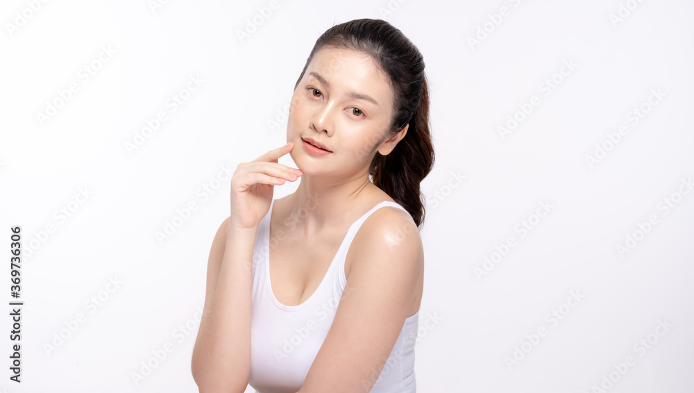 Beauty young woman healthy skin natural make up young beautiful model cosmetic and spa concept with white background Beauty young woman healthy skin natural make up young beautiful model cosmetic and spa concept with white background