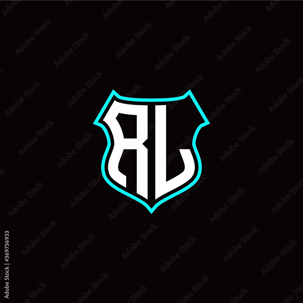 R L initials monogram logo shield designs modern