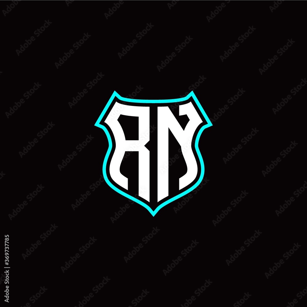 R N initials monogram logo shield designs modern