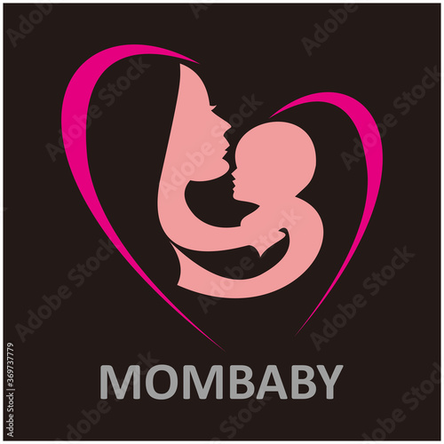 mom and kids logo. Baby care icon. Mother hand and baby icon