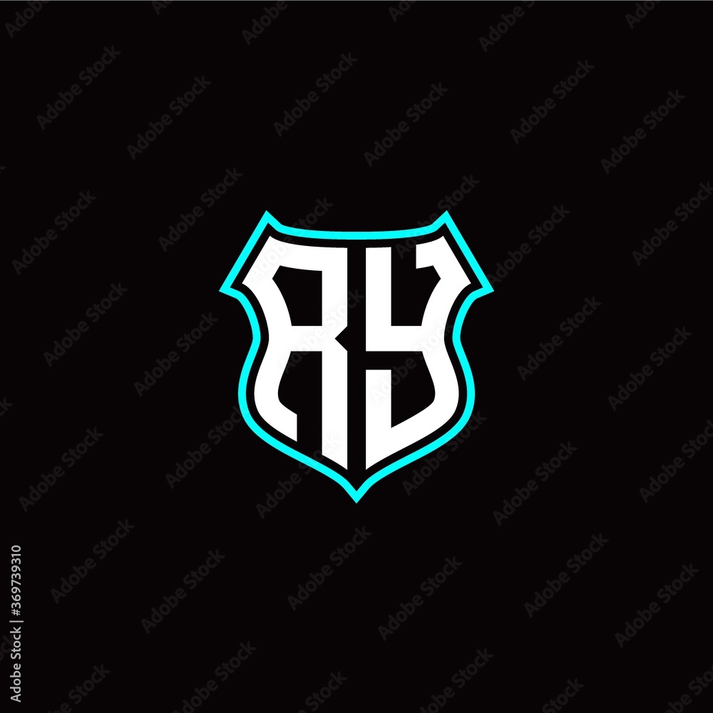 R Y initials monogram logo shield designs modern
