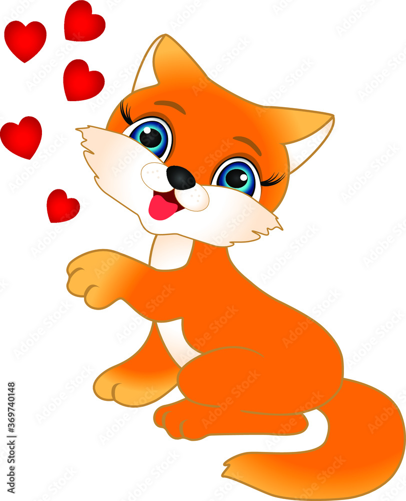 Obraz premium Kitten with hearts.