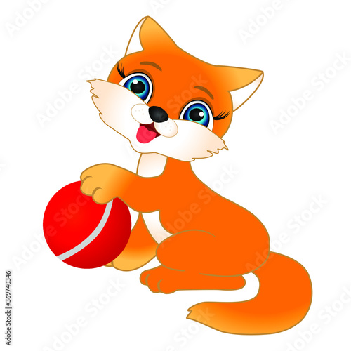 A kitten playing with a ball. © zxczxc80