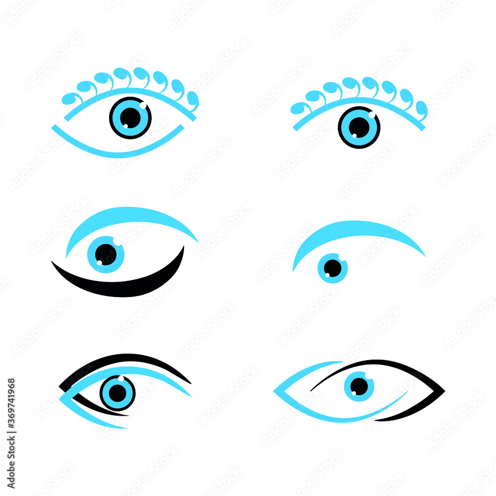 Abstract set of eyes. Open, winking and closed eyes. Branding Identity Corporate Eye Care vector logo design. Vector stock illustration.