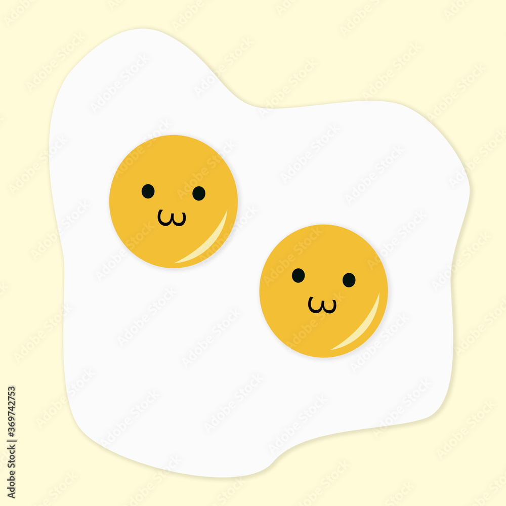 two fired egg smile cartoon illustration on yellow background two fired egg smile cartoon illustration on yellow background