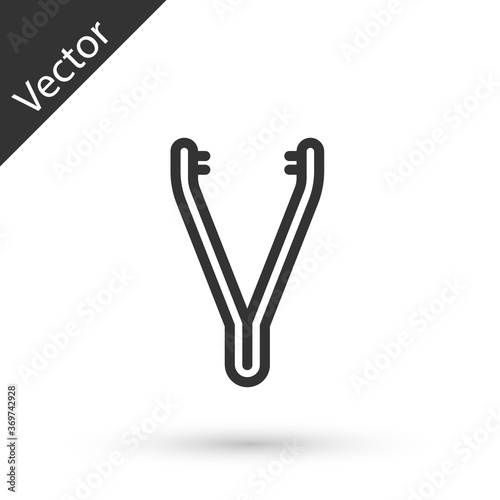 Grey line Medical tweezers icon isolated on white background. Medicine and health. Anatomical tweezers. Vector Illustration.