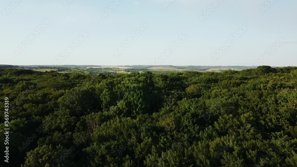 Aerial view of mountain forest and large fields outside the city Aerial view of mountain forest and large fields outside the city