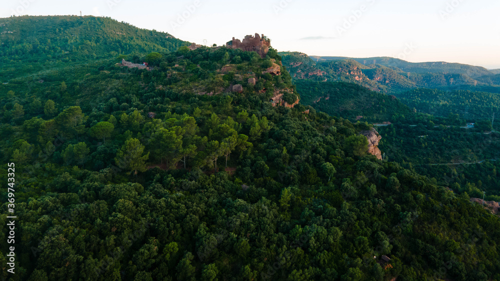 Aerial view of the Bruguers Mountain in Barcelona