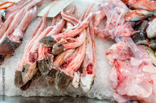 Fresh fish at the fish market in Ciutadella on the island of Menorca. Spain