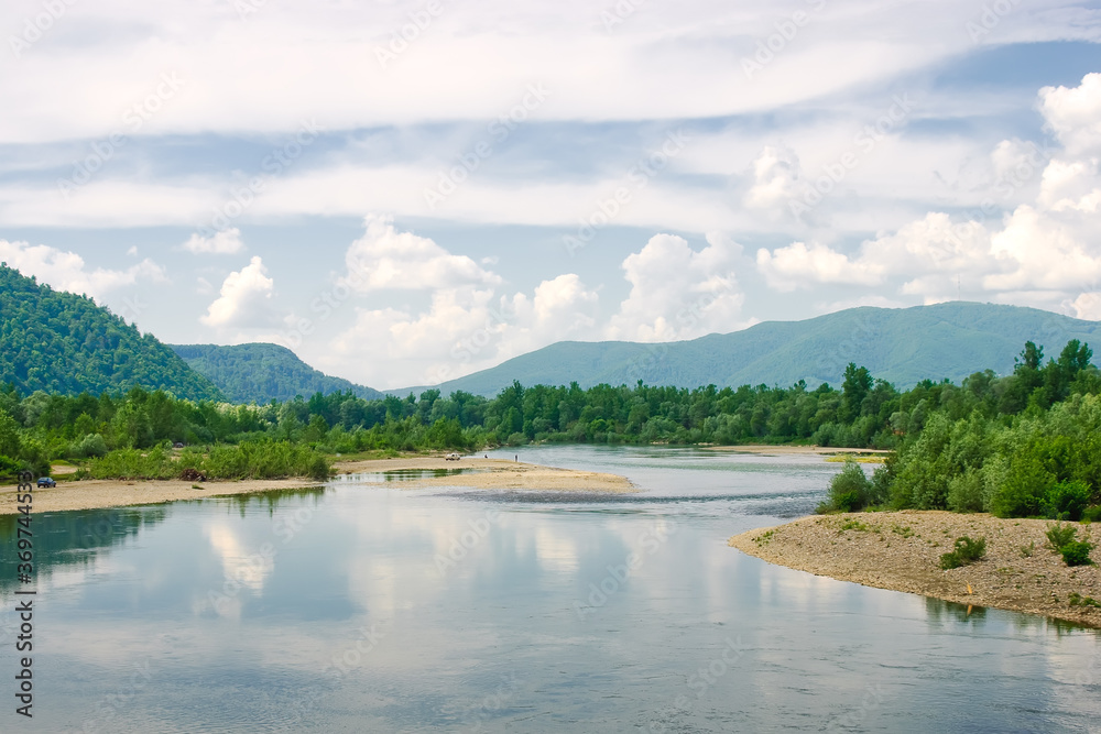 Lake Tisa flood in spring, Khust, Zakarpattia, Ukraine Lake Tisa flood in spring, Khust, Zakarpattia, Ukraine