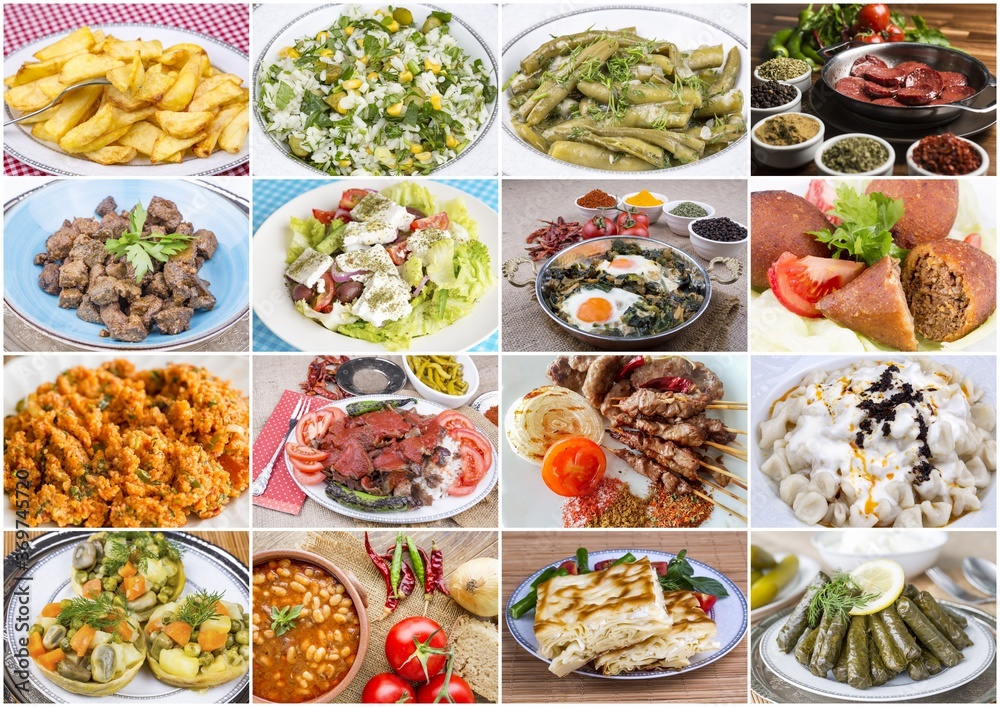 Traditional delicious Turkish foods collage Traditional delicious Turkish foods collage