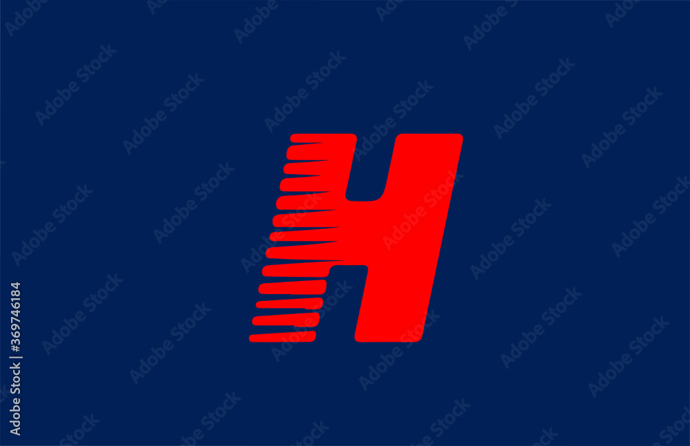 H blue red alphabet letter logo icon. Line design for business and company H blue red alphabet letter logo icon. Line design for business and company