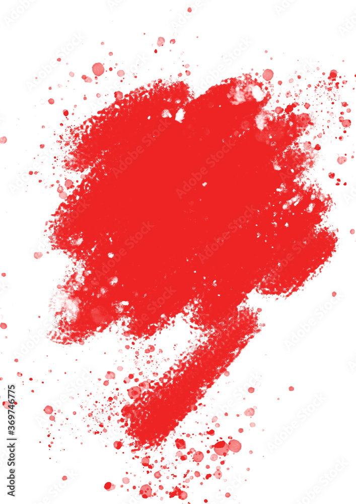 Abstract red spot of paint on white background