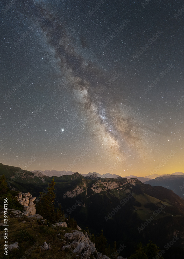 The milky way above the alps in France