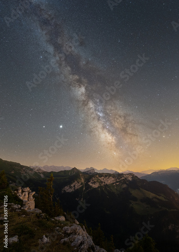 The milky way above the alps in France