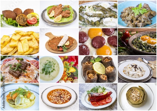 Traditional delicious Turkish foods collage