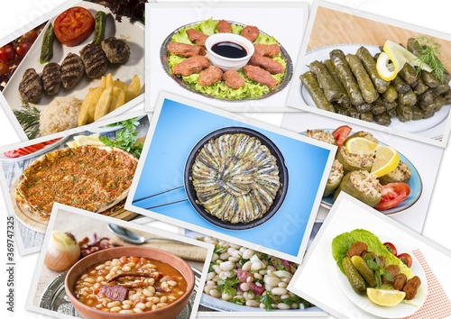 Traditional delicious Turkish foods collage