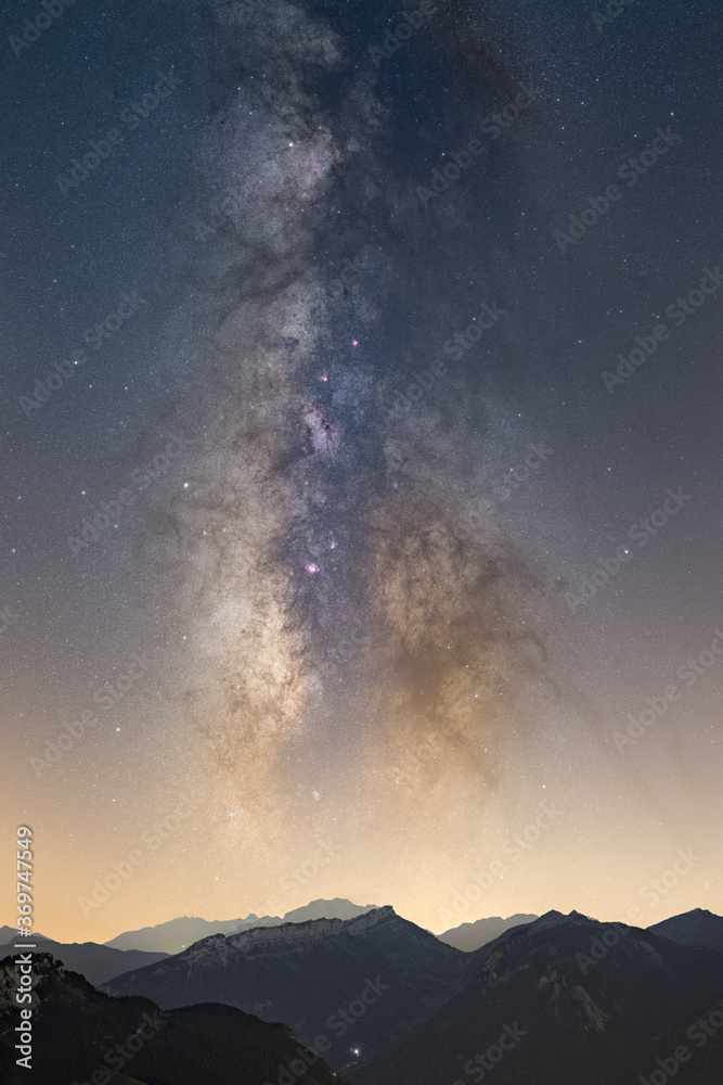 The majestic milky way above the french alps