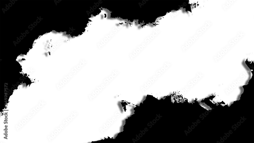 Black frame with jagged edges white background, 3d illustration map similar
