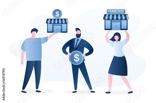 Buyer with money wants to buy ready-made business. Business people offer franchises and licenses