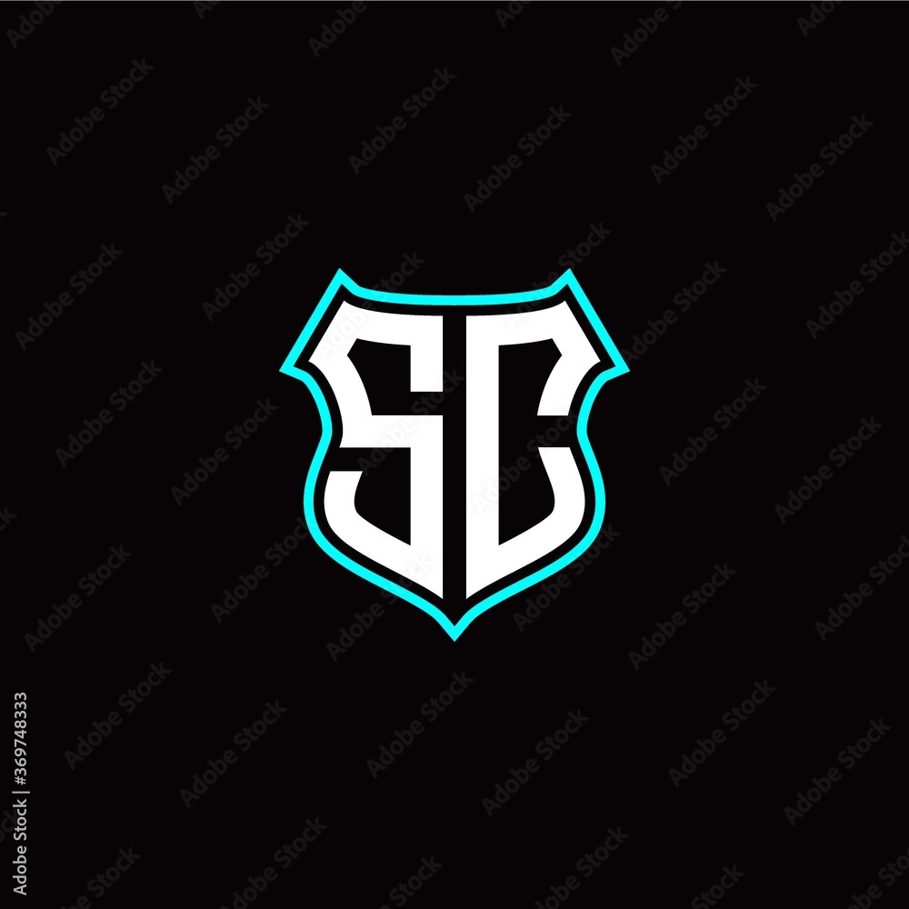 S C initials monogram logo shield designs modern