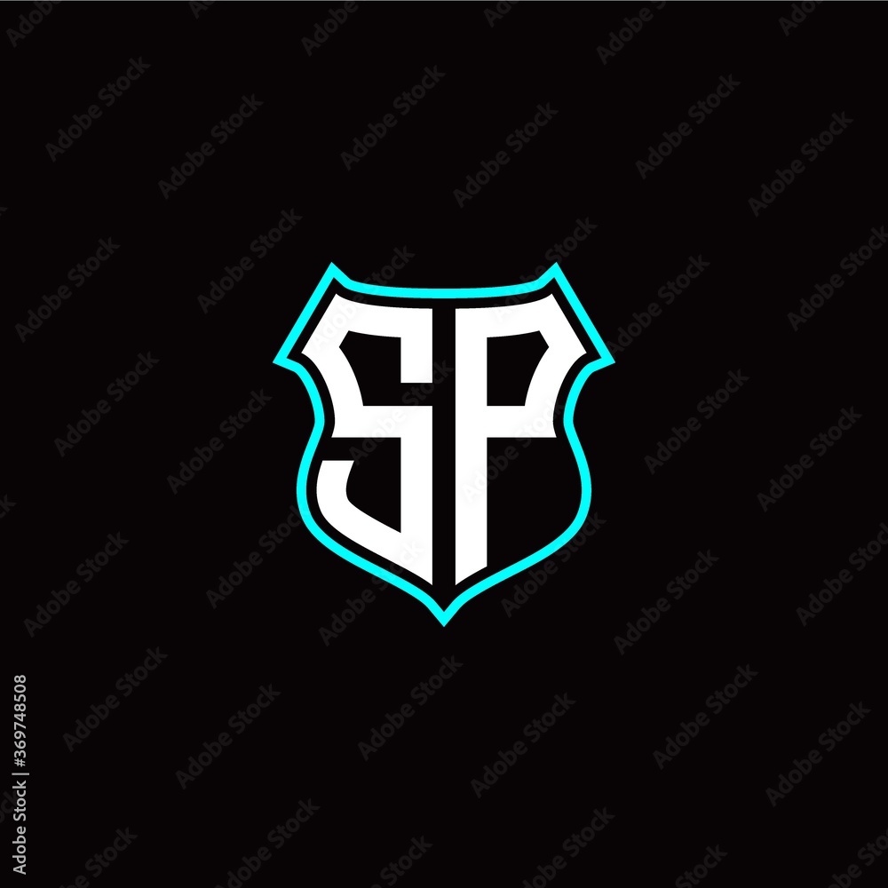 S P initials monogram logo shield designs modern
