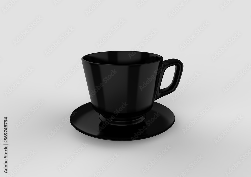 3D Rendering A Black Cup Blank Isolated on Black Background 3D Rendering A Black Cup Blank Isolated on Black Background