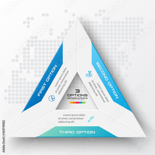 Business concept design with triangle and 3 options,Infographic template can be used for presentation,Vector illustration.
