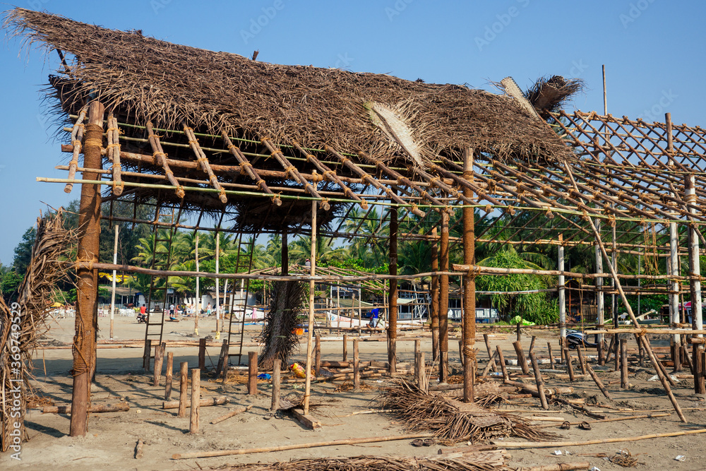 construction site of touristic cafe on indian beach goa