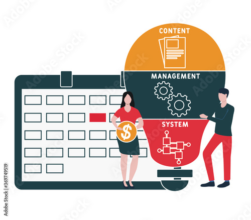 Flat design with people. CMS - Content Management System. business concept.Vector illustration for website banner, marketing materials, business presentation, online advertising.