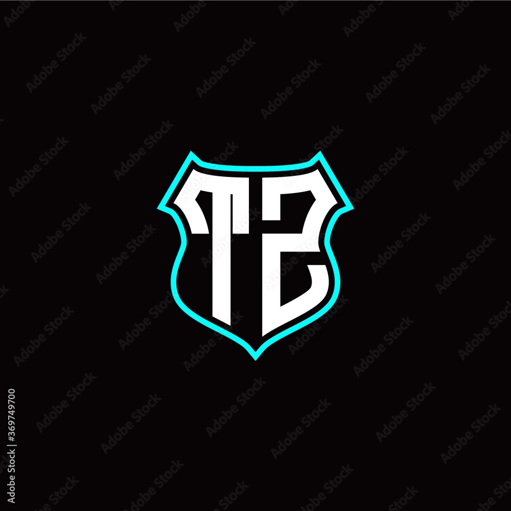 T Z initials monogram logo shield designs modern