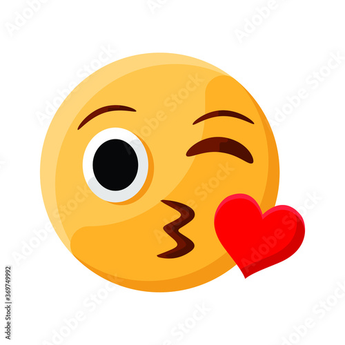 Winking and Kissing Face Emoji Illustration Creative Design Vector