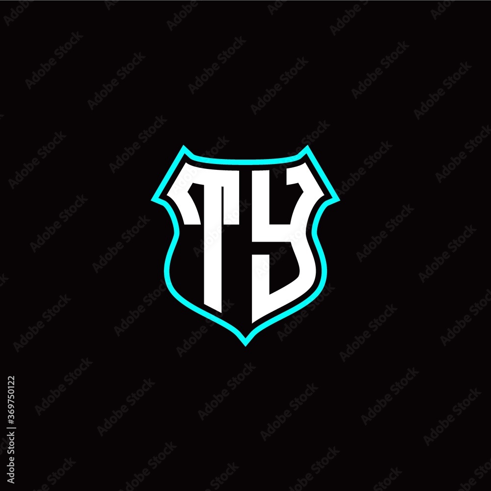 T Y initials monogram logo shield designs modern