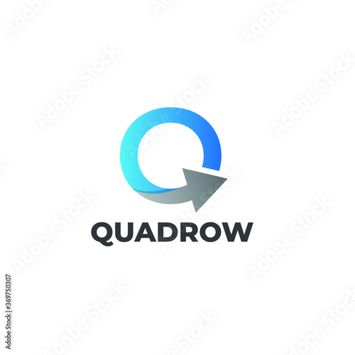 Letter Q logotype design with arrow