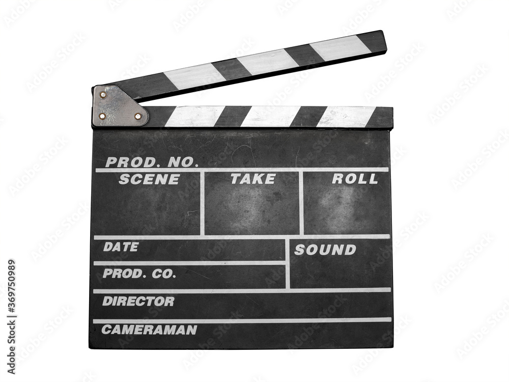 Action, an Old Black Film Clapper, a Device Used in Film Production to Synchronize Image with Sound and Tag Scenes