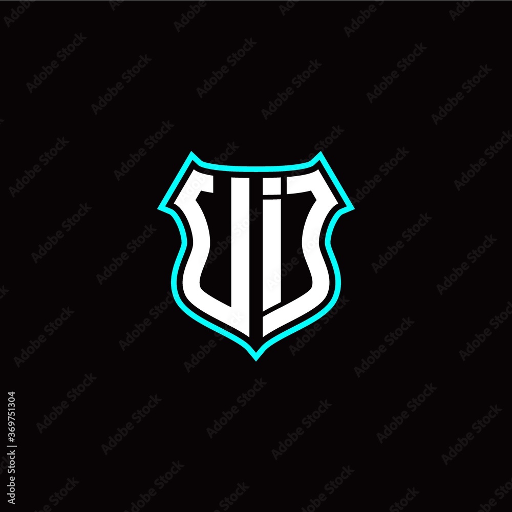 U I initials monogram logo shield designs modern